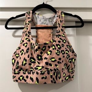 Fabletics Leopard Print Sports Bra and Leggings (SET) Tan and Yellow
